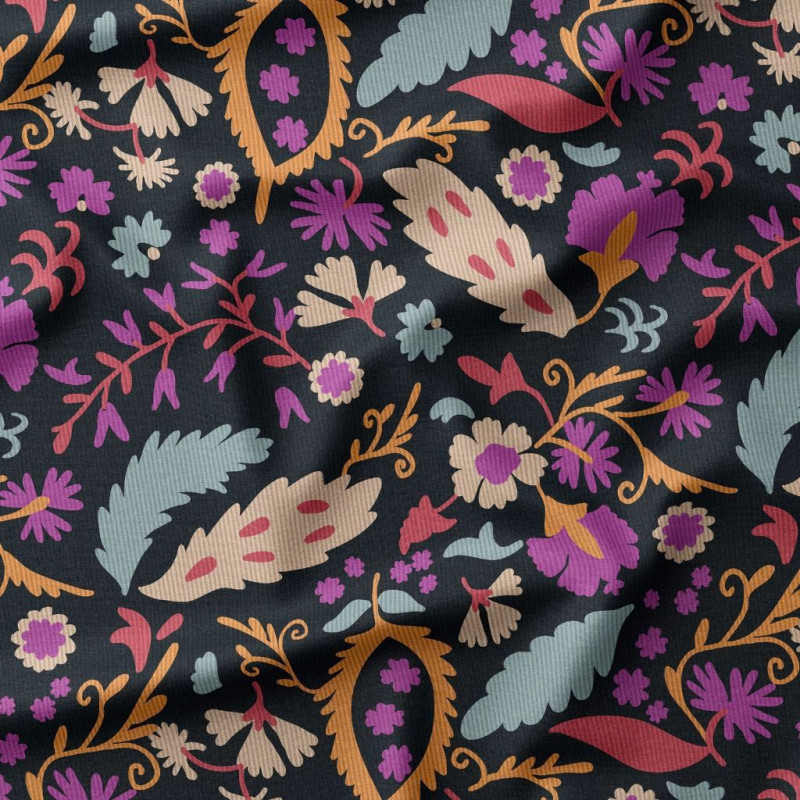 Printed 1000-Stripes Velour ALIO2 Black / Violet